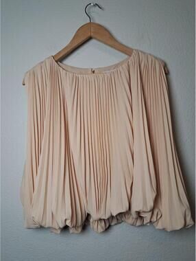 $149 Mare Flutter Sleeveless Dress Top Blouse Smocked Ruffle Pleated Bloom Pink